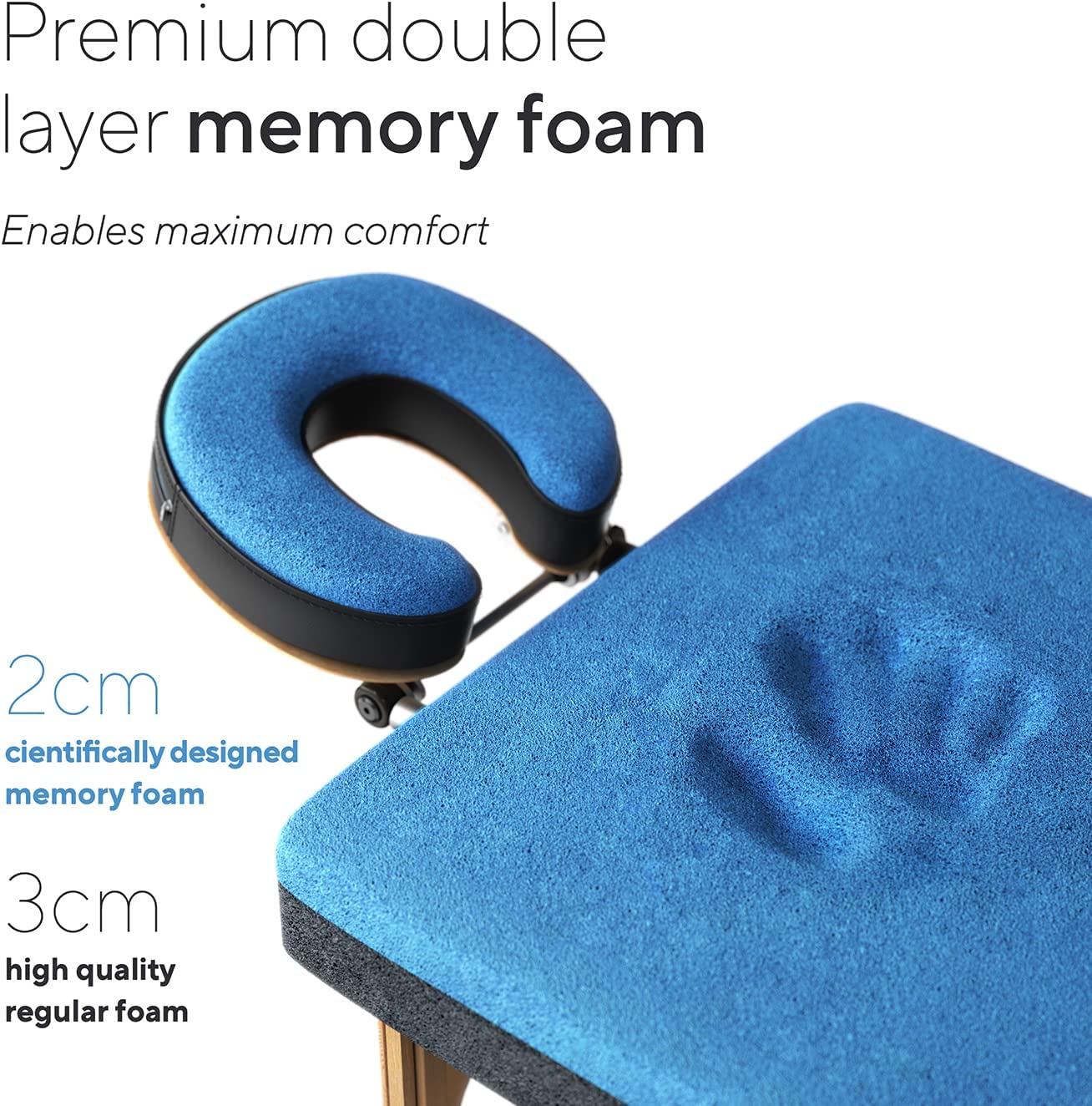 Luxton Home 3-Section Premium Memory Foam Massage Table with Rolling Carrying Travel Case - Easy Set Up - Foldable & Portable - Adjustable Height, Head Cradle, Hanging Arm Rest, & Side Storage Pocket - Image 2